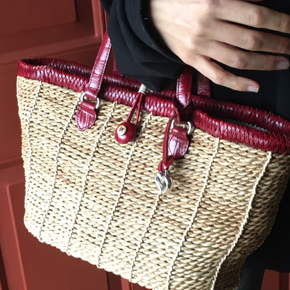 Brighton Straw and Red Leather Bag